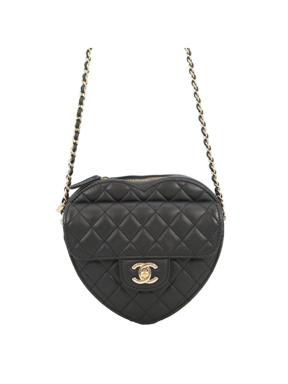 Chanel Chain Shoulder Bag Quilted Heart
